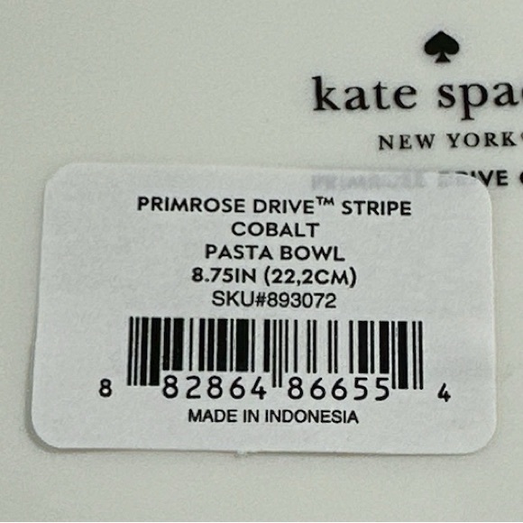 ♠️Kate Spade/Lenox♠️ PRIMROSE DRIVE STRIPE COBALT PASTA BOWL 8.75” 💙💙💙 - Picture 4 of 4